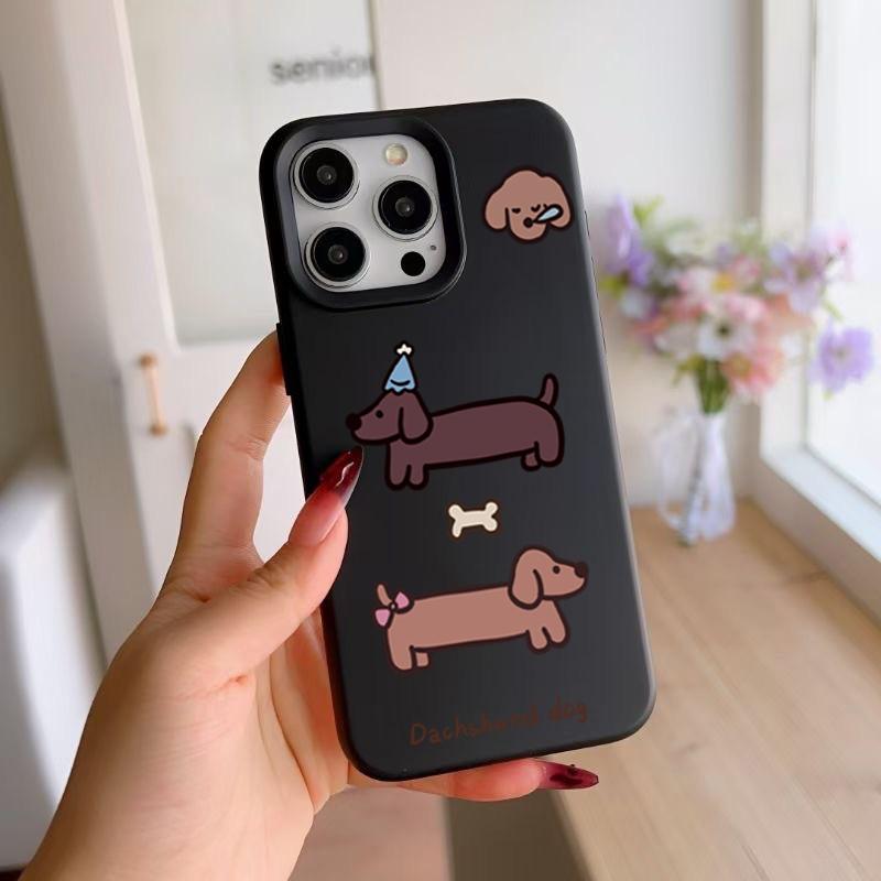 Korean Sausage Puppy Soft Silicone Phone Case For iPhone 16 Pro Max 15 14 13 12 11 Pro 15 16 Plus Shockproof Bumper Cover