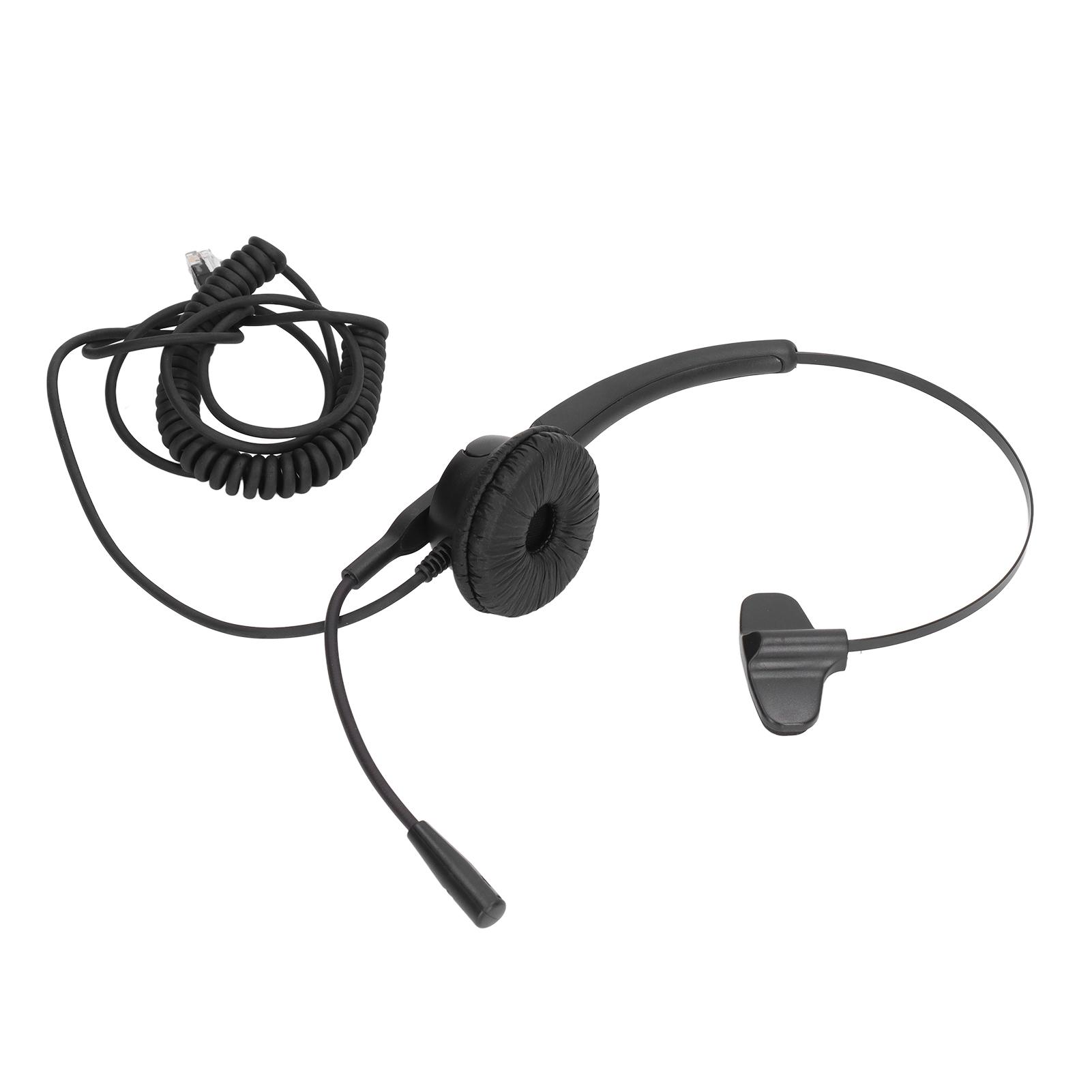 

RJ9 Telephone Headset Noise Canceling Single Sided Spring Wire Headphone with Mic for Office Call Center