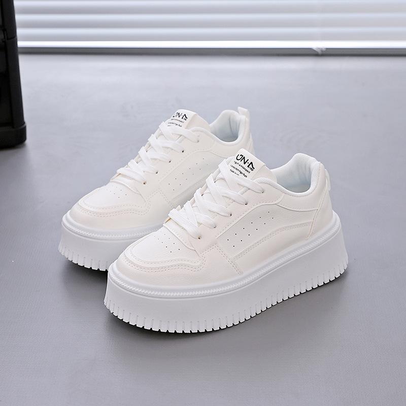 Spring platform women's height increase versatile fashion simple board shoes classic solid color niche casual shoes
