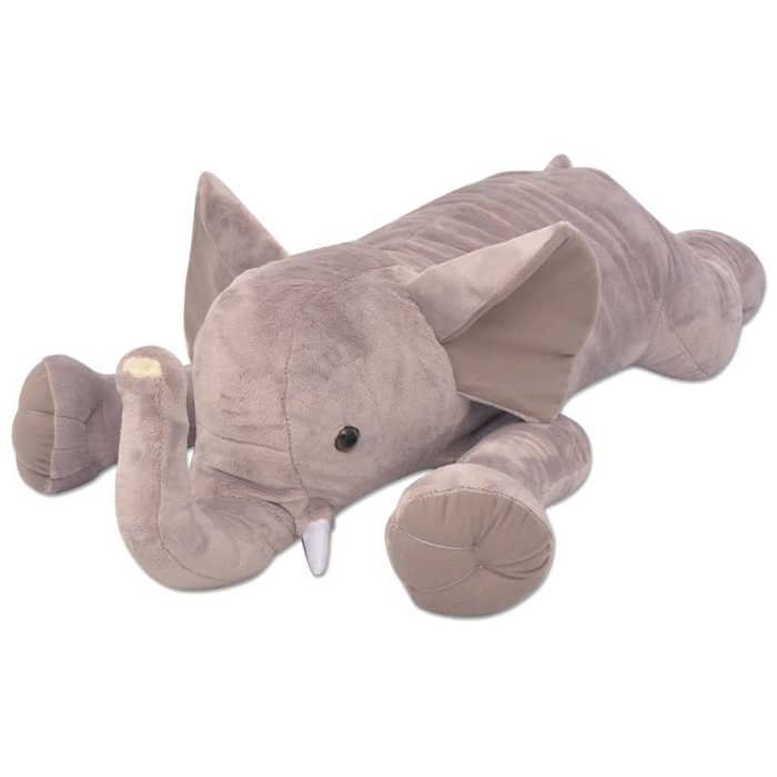 Jouet en peluche - vidaXL - Éléphant XXL - 120 cm - Gris - Pour enfants à partir de 3 ans