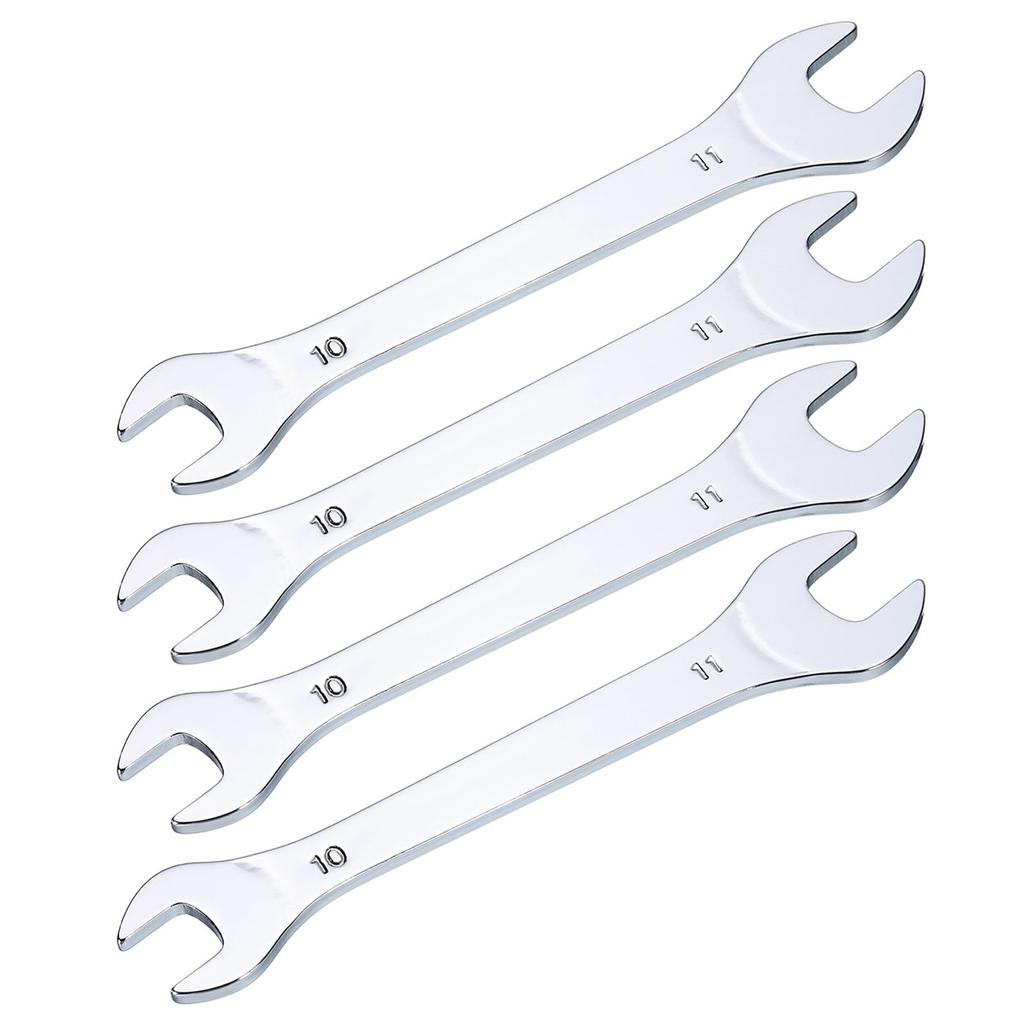 Uxcell Thin Open End 10mm X 11mm Metric Double Open End Chrome Mirror High Carbon Thin Wrenches for Home Machine 4 Pieces Wrenches, Wrenches, Plated,