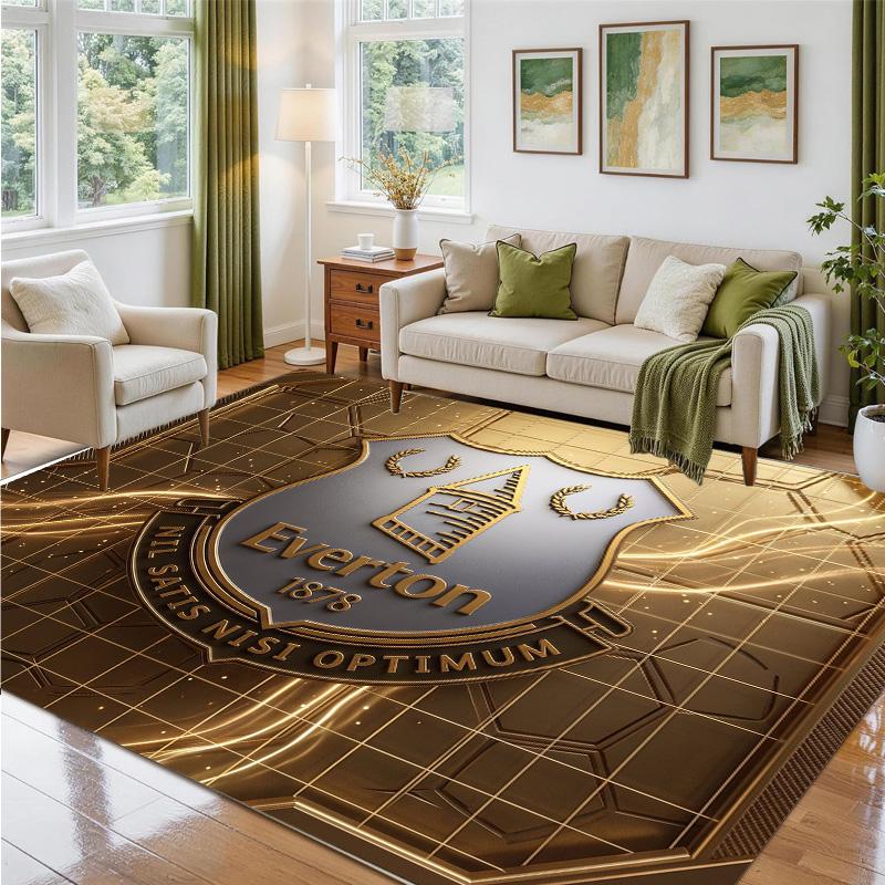 Everton Football Design Crystal Velvet Rug Soft Decorative Mat for Bedroom Entrance