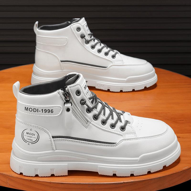 Martin boots men's winter new high-top board shoes leather thick-soled heightening tooling boots men's British casual