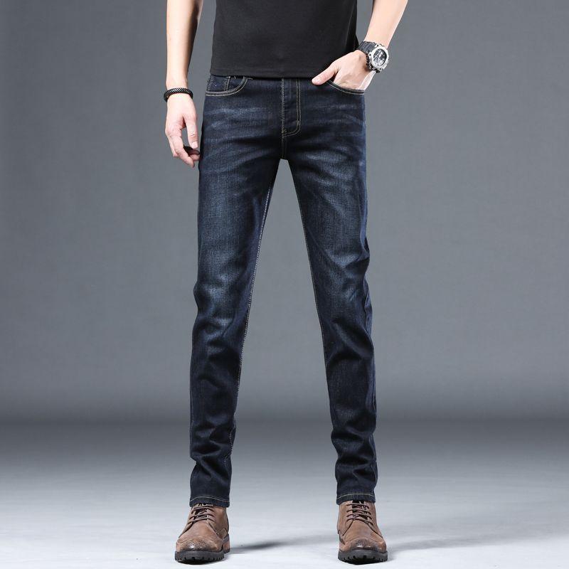 Spring, summer and autumn four seasons new elastic small feet soft small straight casual jeans men's trendy MEN