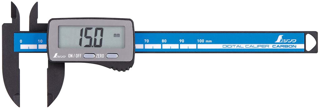 Shinwa Sokutei Digital Caliper with Carbon Fiber Capital 19989 Letters, 100mm,