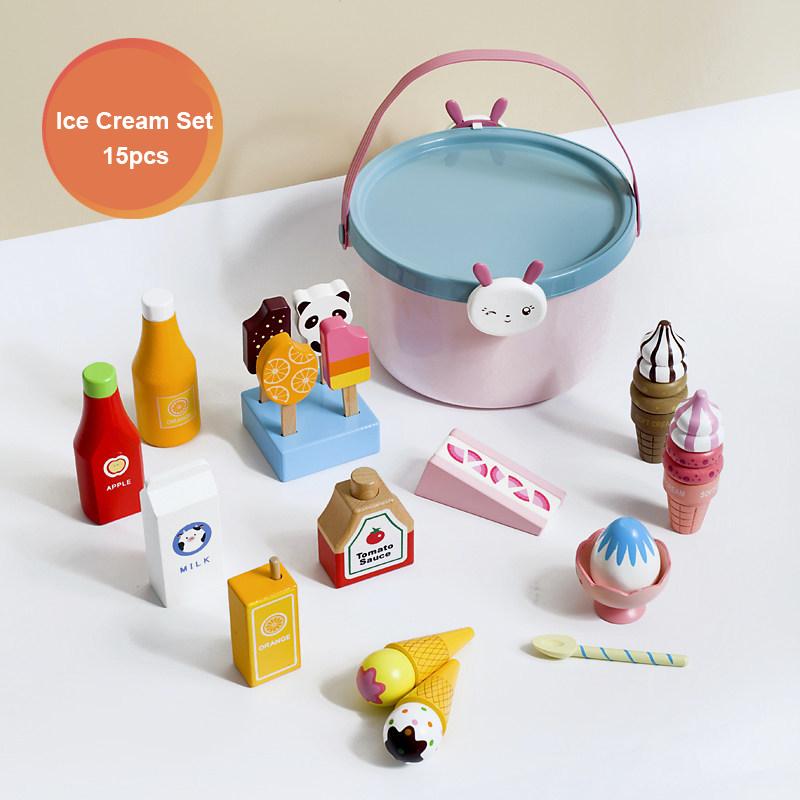 Wooden Pretend Play Children Toys Fruit Vegetable Cutting Set for Girl Kitchen Food Play Imitation Game Montessori Education Toy