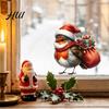Winter Bird Stickers Christmas Static Glass Sticker, PVC Waterproof Window Decal for Holiday Home Pattern Decoration, Removable Decorative Cling Doors
