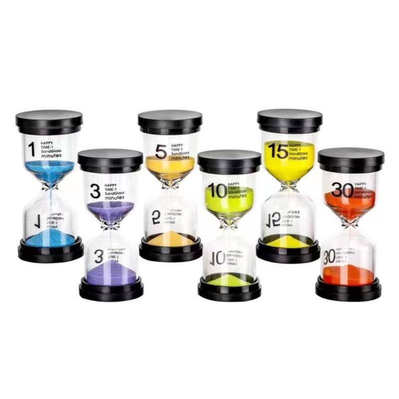 Sand Timer Set 1/3/5/10/15/30-Minuten 6 Farbe Sanduhr Timer für Kid Klassenzimmer Küche Spiel Home Büro Dekorationen 55KF