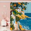 Mediterranean Lemon Cartoon Shower Curtain - Water-Repellent And Leak-Resistant, Mold And Mildew Resistant For