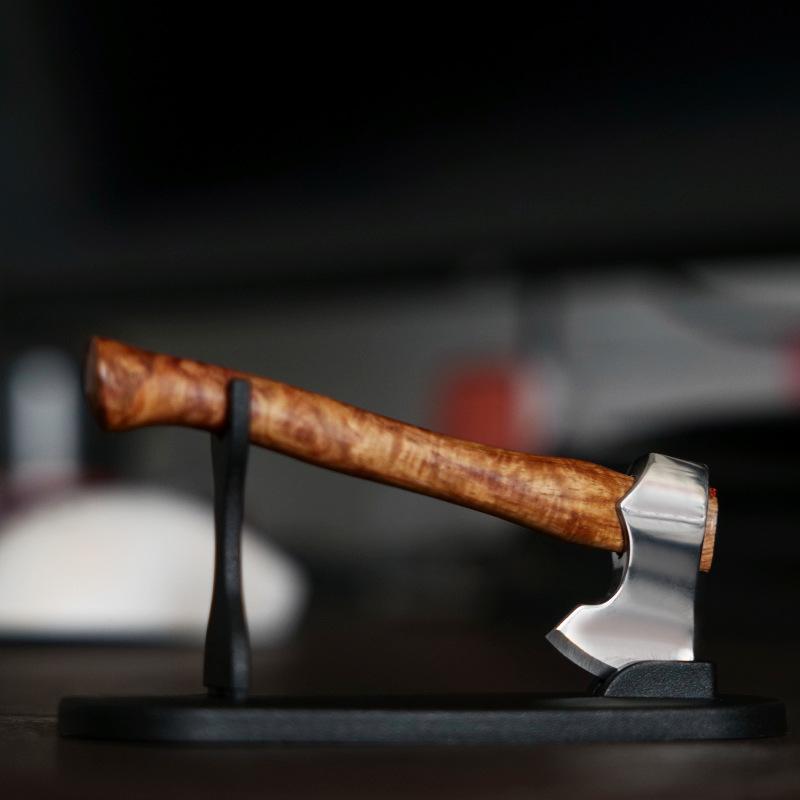 Exquisite Mini Axe Desktop Ornament and Pencil Sharpener with Wooden Handle