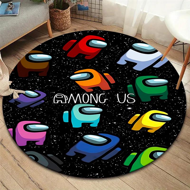 Among Us Round Area Rug,Carpet Rug for Living Room Bedroom Sofa Playroom Decor,Non-slip Floor Mat