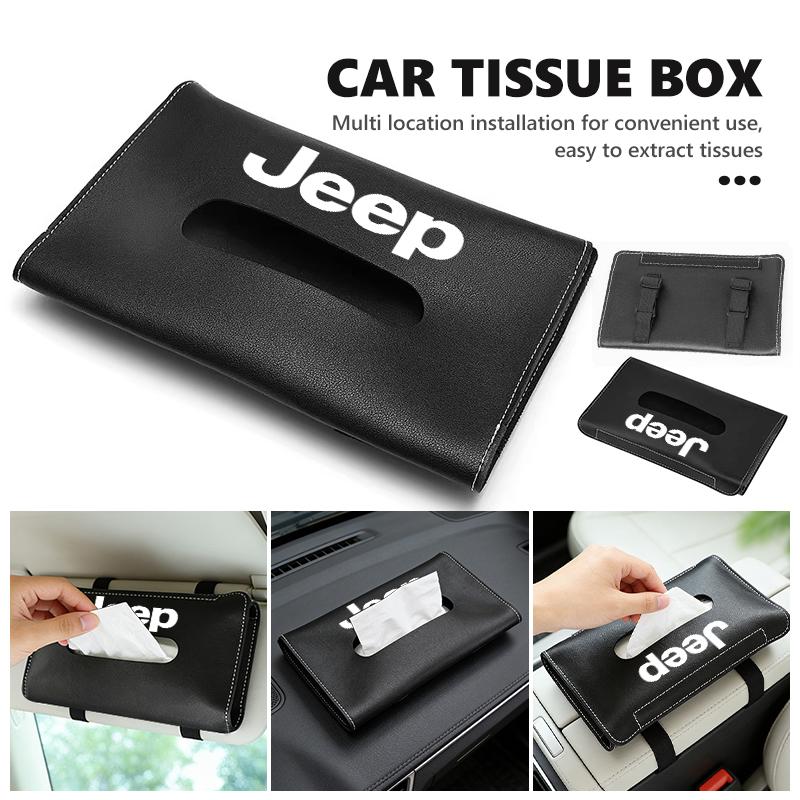 For Jeep Utility Car Tissue Box Leather Car Center Console Armrest Napkin Box Compass Renegade Cherokee Wrangler JK Patriot AJY1