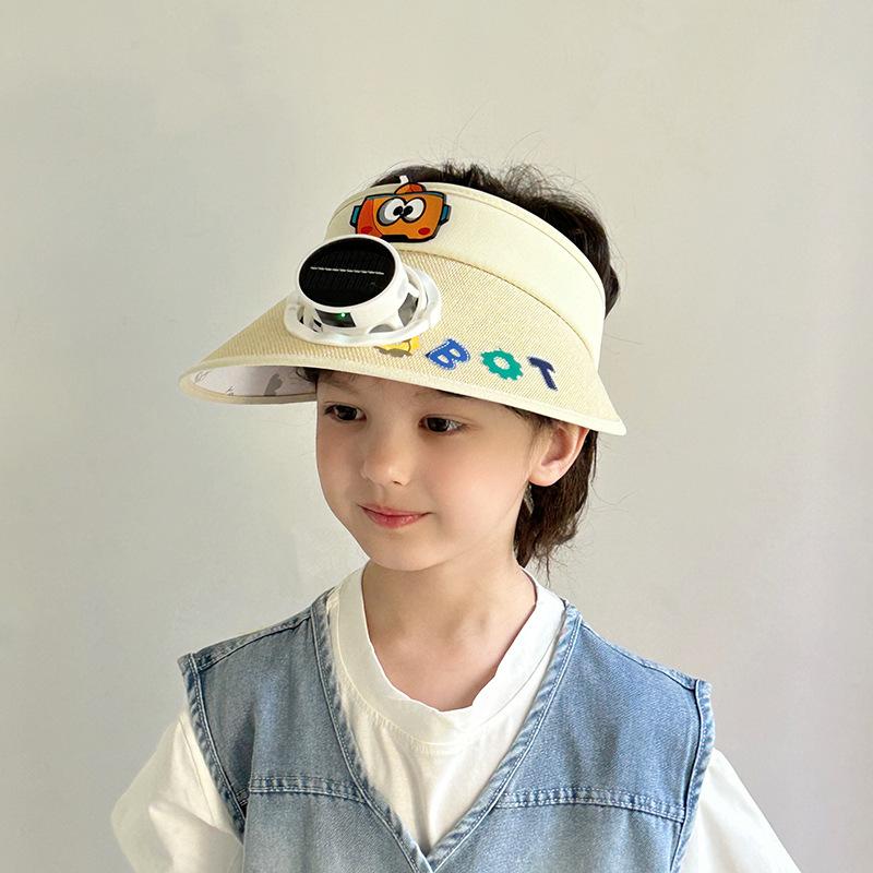 Solar Charging Fan Hat Children Summer Sun Protection Sun Hat Boy Girl Cartoon Sky Top Hat Sun Hat