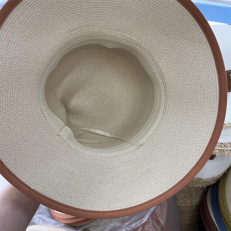 Strohhut Design Farbkombination Eimerhut Lässig Reise Sonnenschutz Meeresufer Sonnenschutz Urlaub Sonnenhut Damen