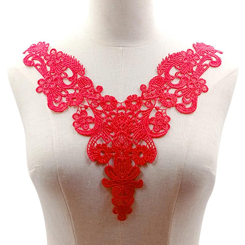 Water soluble lace corsage polyester silk embroidery fake collar DIY lace accessories three-dimensional hollow embroidery collar