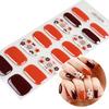 16 Tips Mini Flower Semi-Cured UV Gel French Style Dark Red Self Adhesive Nail Stickers Wraps