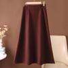 2025 Autumn/Winter Women's High-Quality Woolen A-Line High-Waisted Long Skirt