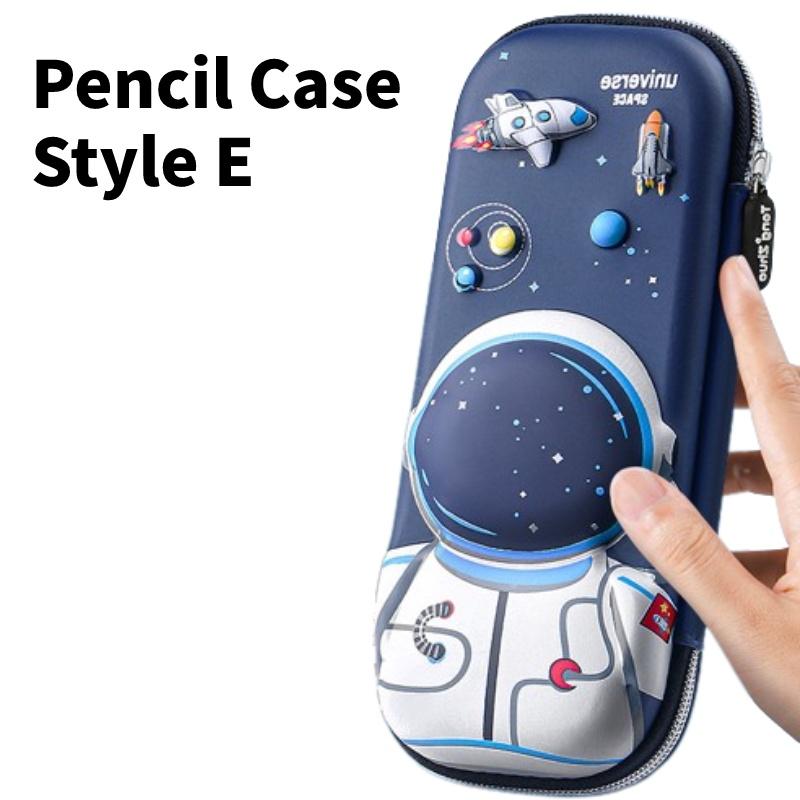 Cartoon 3D Schreibwarenbox für Jungen Große Kapazität Federmäppchen für Grundschüler Weltraum-Astronauten-Design