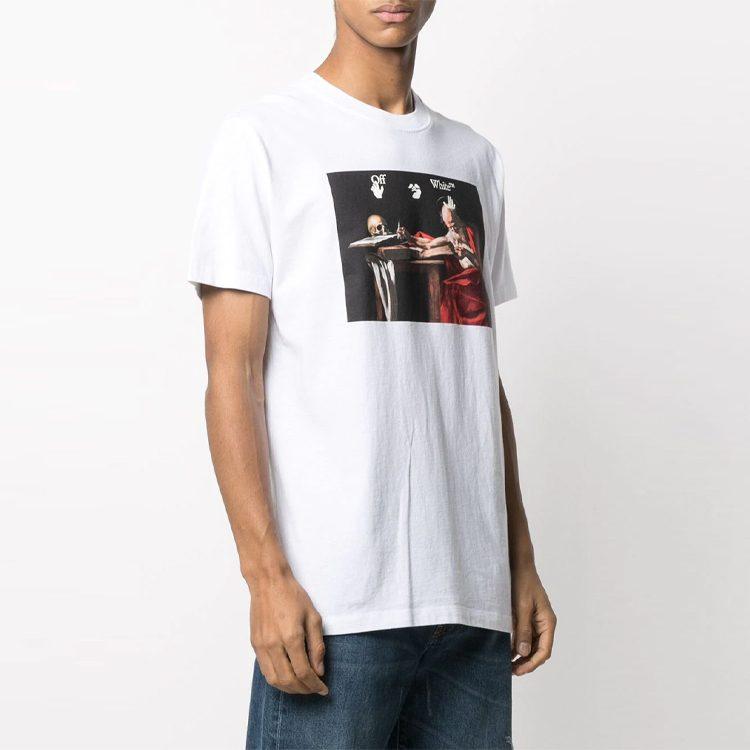 OFF WHITE Slim Fit Caravaggio Saint Jerome Writing T Shirt OMAA027R21JER0040125