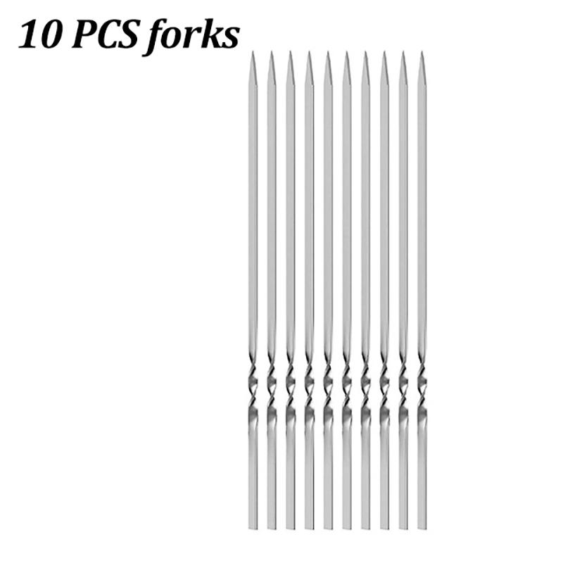 10/20Pcs Stainless Steel Barbecue Skewer Reusable Flat BBQ Needle Stick Barbecue Tools for Outdoor Camping Party Accessories