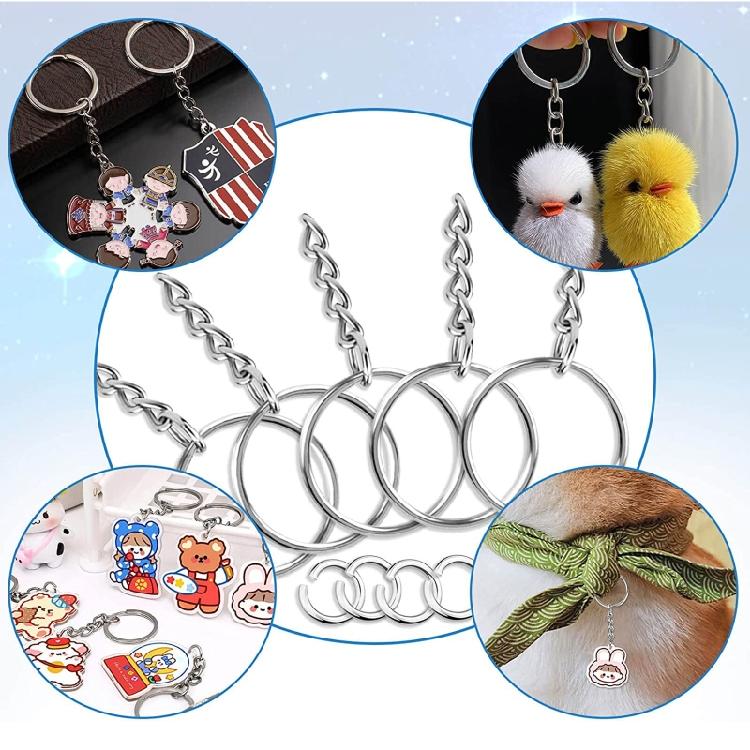 220x Split for Key Ring with Chain and Jump Rings Screw Eye Pins Metal Ring DIY