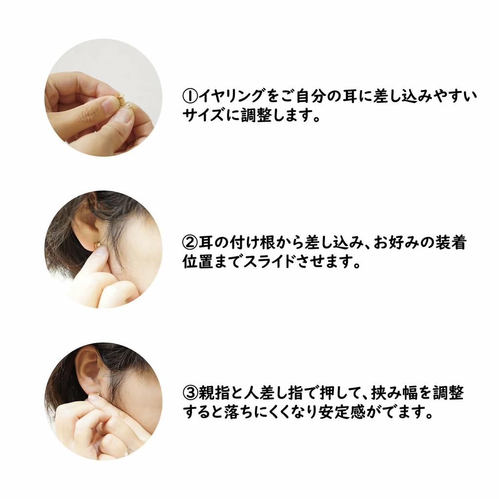 Par med 2 ørekroker i rustfritt stål CURVE, 316L, Dame, Øredobber uten hull, Mansjett, Hypoallergeniske, Øredobber, (Gullfarge)