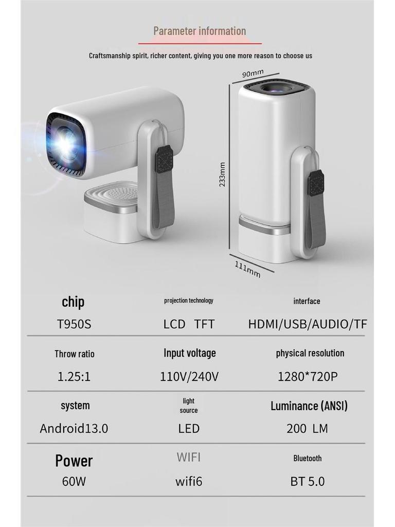 2026 German HD 4K Projector with Speaker for Home Theater and Outdoor Camping