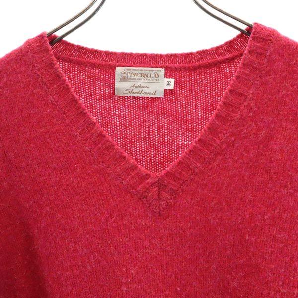 INVERALLAN British Wool Long Sleeve V Neck Knit 36 Reddish Sweater Men's Used