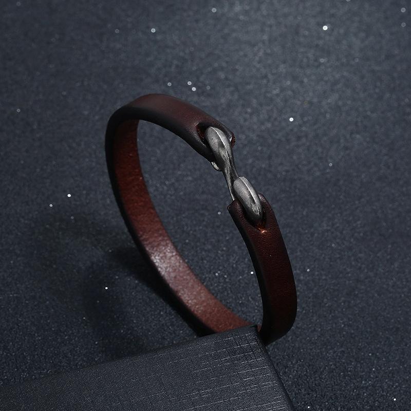 Vingtage Cowhide Wrap Cord Cuff Bracelet For Men Woman Wristband Punk Bangle Couple Jewelry Gift