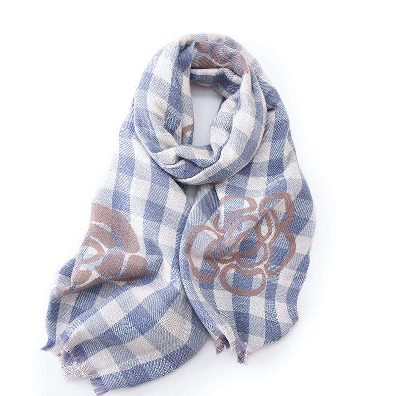 New Style Scarf for Women High End Autumn and Winter Anti cold and Warm Plaid Scarf  Printed Tassel Mid-length Scarf Shawl