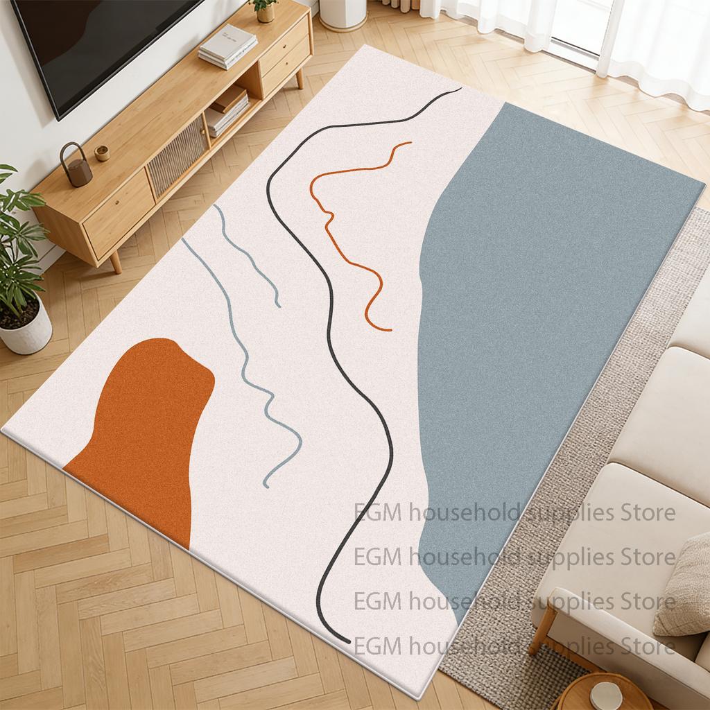 Minimalist Carpet Abstract Living Room Decor Customizable Rugs Bedroom Outdoor Soft Non-slip Study Office Floor Mats Washable