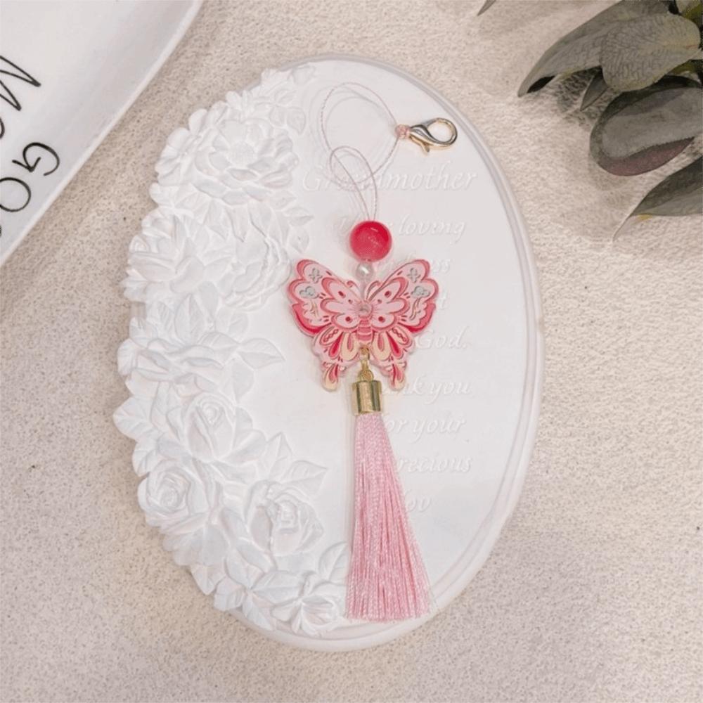 Lightweight Butterfly Car Pendant Polyester Tassel Rearview Mirror Pendant Car Interior