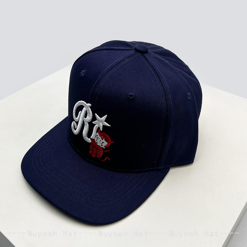 New Men Women Korean Niche Embroidered R Letter Devil Baseball Hats Sunshade Flat Eave Versatile Hardtop Peaked Caps Ins Fashion