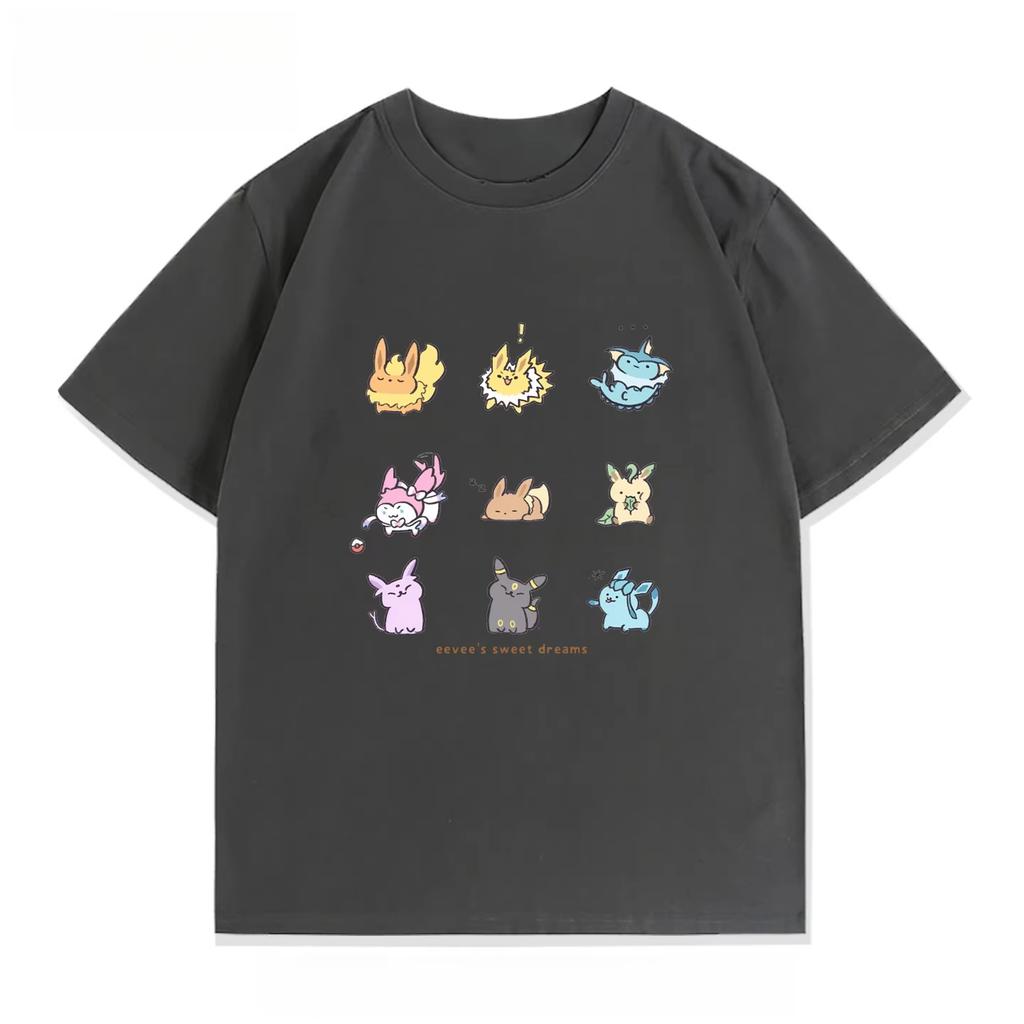 Pokemon Cartoon Ibrahimovic Moon Sun Anime T-shirt Short Sleeved Men's and Women's Casual Short Sleeved and Half Sleeved