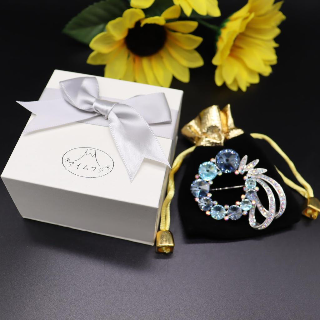 Crystal Zircon Flower Brooch Luxury Dimond Ribbon Rhinestone Corsage Gift for Women for Graduation Entrance Comes with a Gift Case Weddings,