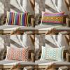 Heimdeko Buntes Geometrisches Muster Kissenbezug Geeignet für Sofa Schlafzimmer Auto Kissenbezug Kissen Rechteckiges Rückenkissen
