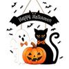 Halloween Dekoration Holz Halloween Türkranz für Haustür Schilder Katzen Kürbis Hängende Schilder für Heim Wanddekorationen