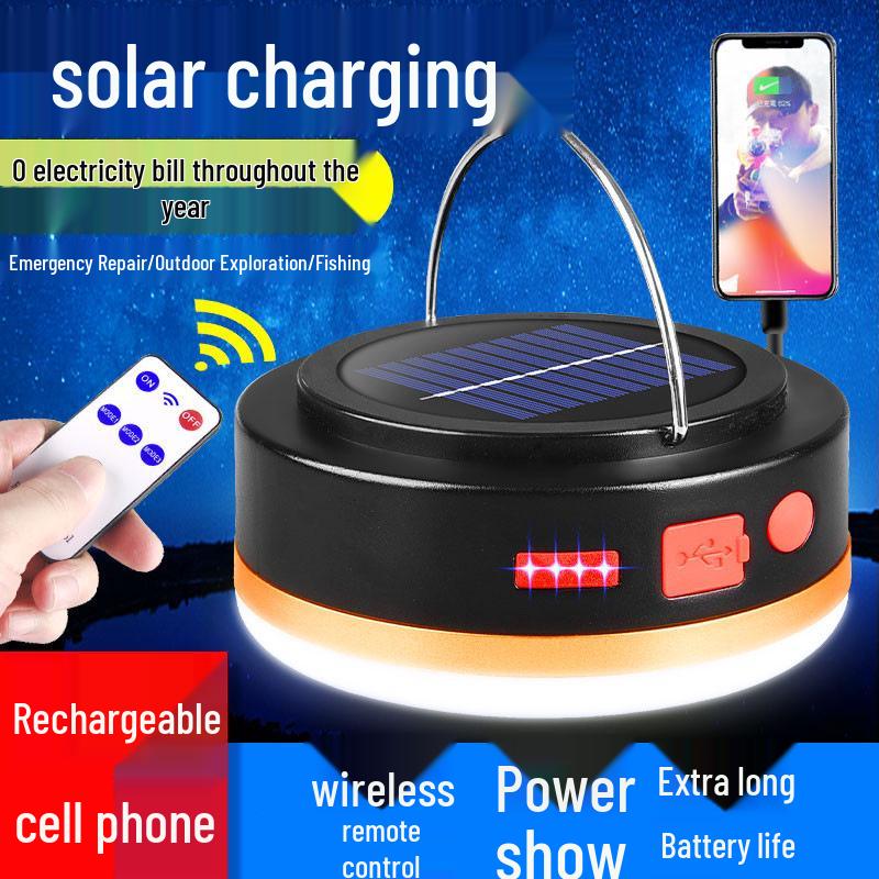 Cross-border Outdoor Solar Tent Light with USB Charging and Remote Control – Emergency Camping Lantern