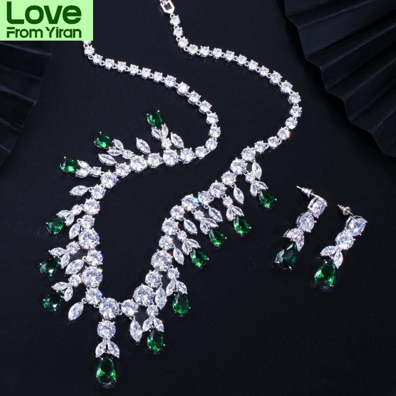 Wong Rain Luxury 925 Sterling Silver Sapphire Emerald Topaz Gemstone Birthstone Necklace /Earrings Bridal Jewelry Sets Wholesale