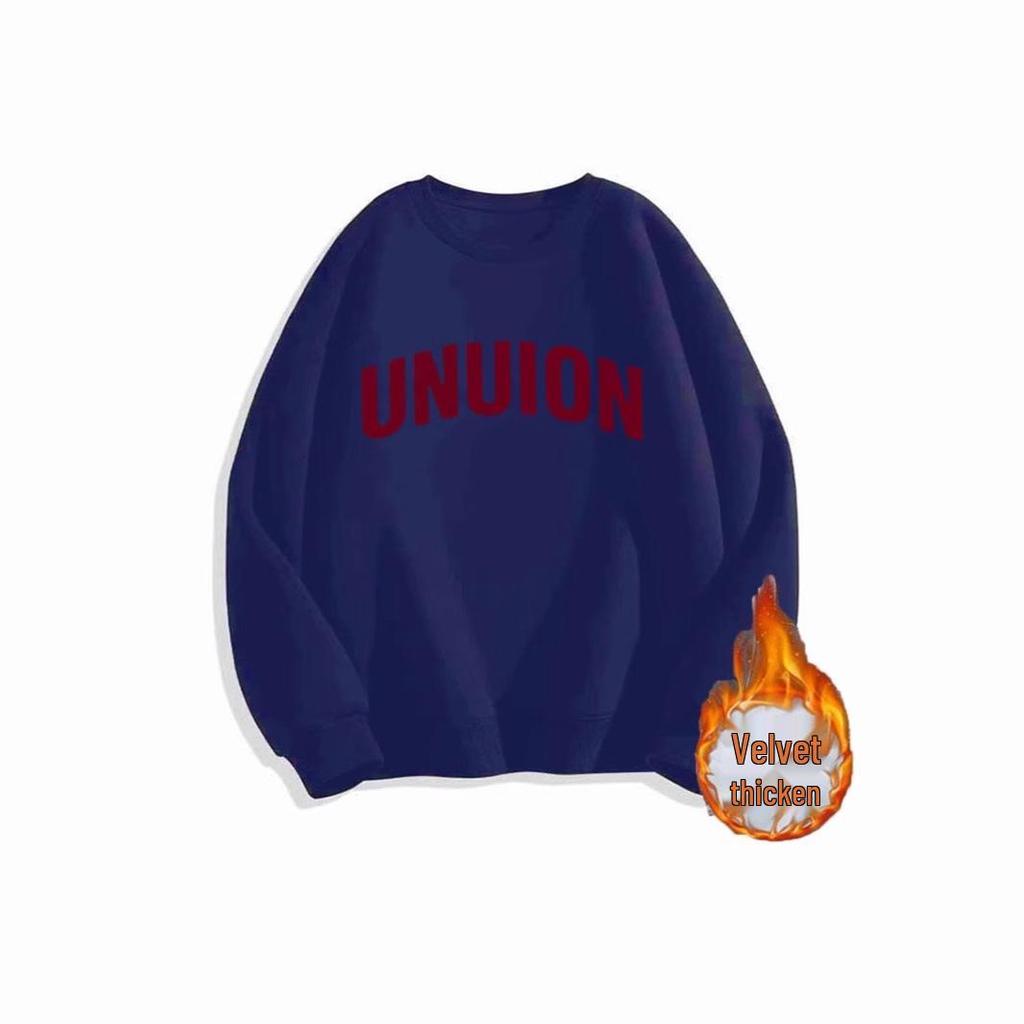 Oversized Vintage Fleece-Lined Crew Neck Sweatshirt - 450G Heavyweight, Autumn/Winter Streetwear