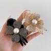 Rhinestone Pearl Four-Leaf Clover Hair Clip for Women - Elegant Flower Bun and Ponytail Accessory