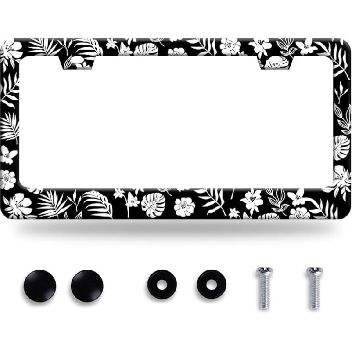 Butterfly License Plate Frame Beautiful Butterflies License Plate Stainless Steel Auto Parts With Screws Size 12.3" X 6.3" For Men Women