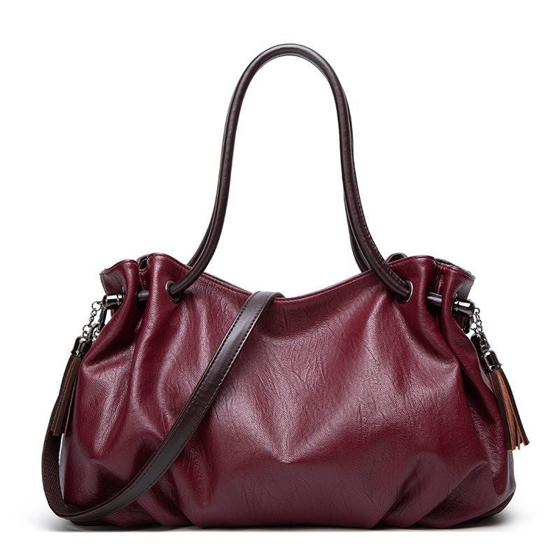

Trendy Versatile Genuine Leather Crossbody Bag For Women Spacious Soft Design бордовий