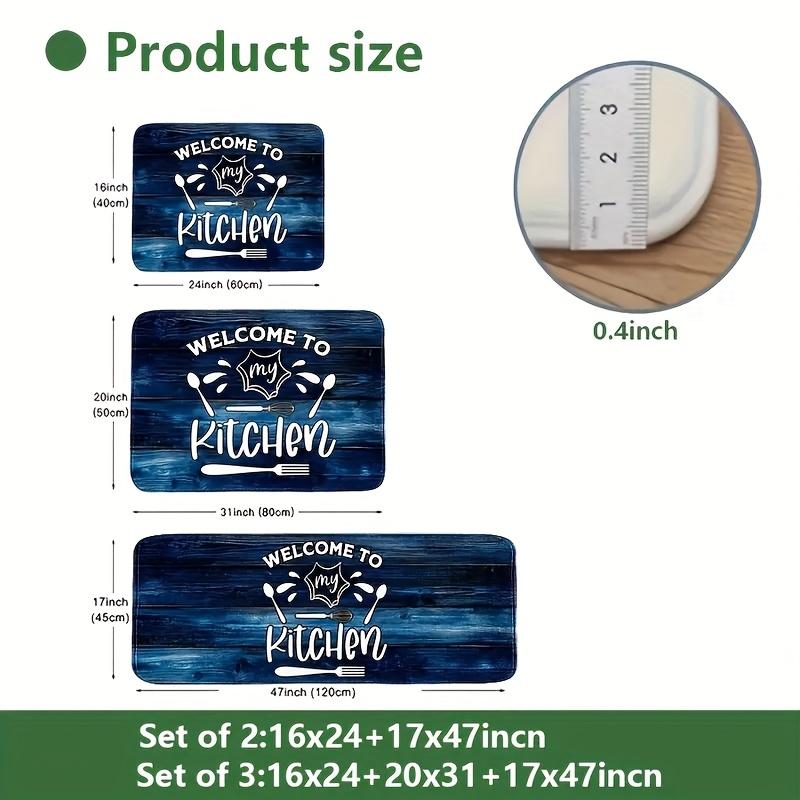 1Pcs Blue Woodgrain  Pattern Floor Mat Modern Kitchen Polyester Rug Non-Slip Colorful Indoor Carpet, For Home Bathroom Bedroom Living Room Decor