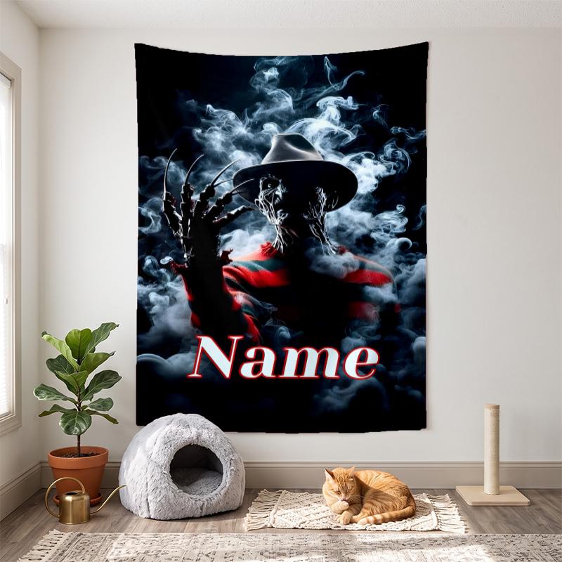 Freddy Krueger (1) Customizable Name Decorative Wall Tapestry Ideal Choice for Wall Decor In Bedrooms Living Rooms Dorms and Home