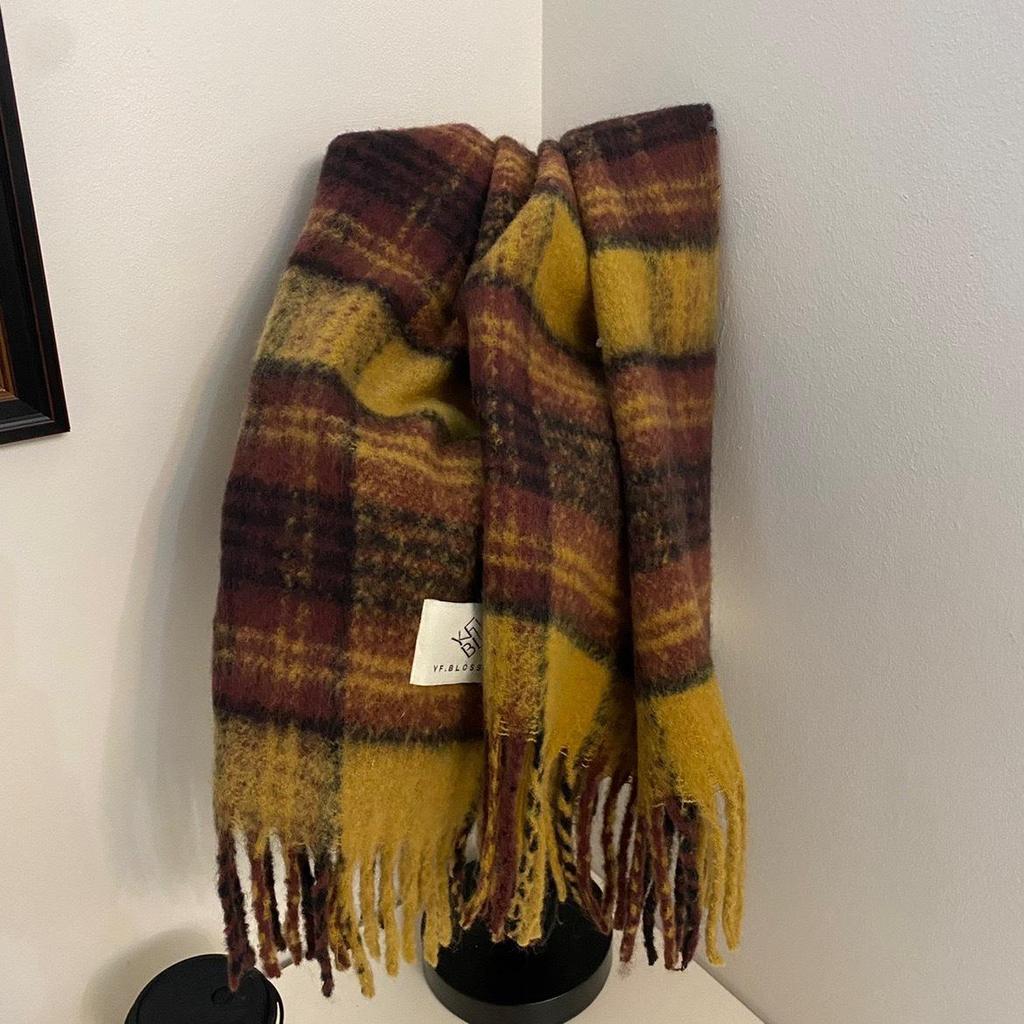 Korean Style Plaid Thickened Winter Shawl Scarf for Women
