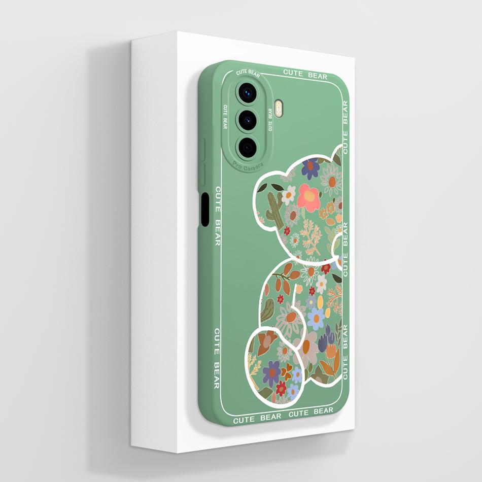 Case For Huawei Nova Y70 Plus Art Bear Full Coverage Anti Drop Funda For Huawei Nova Y 70 Y70+ Liquid Silicone Phone Back Cover