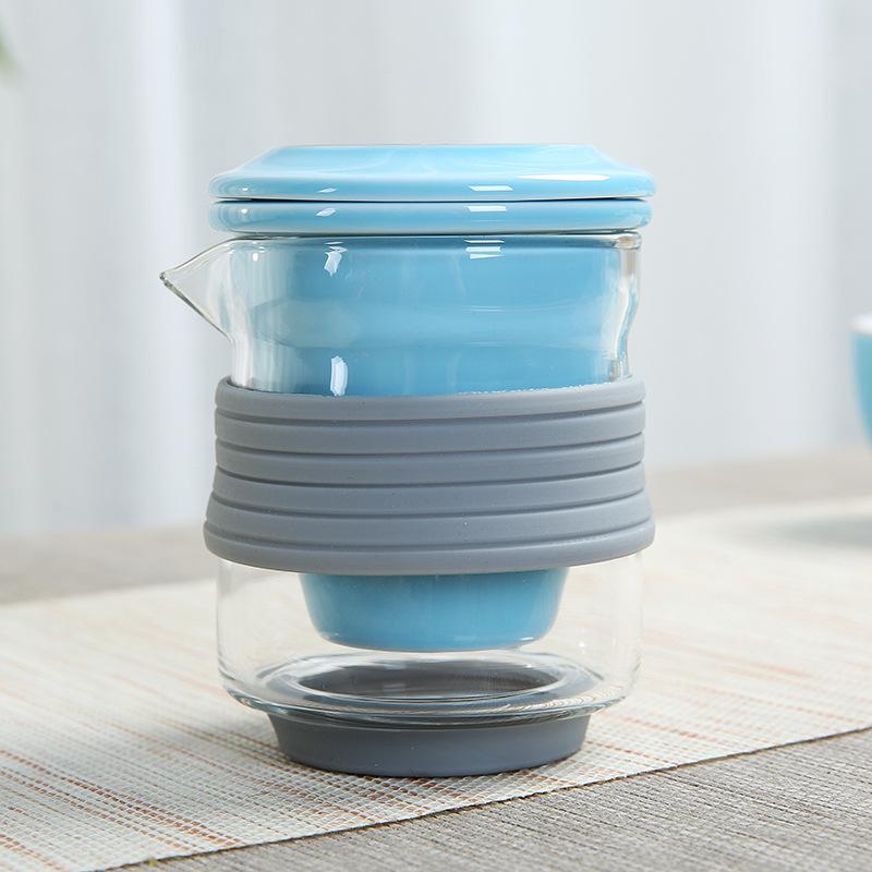 Portable Heat-Resistant Glass Teapot Set with Ceramic Quick Cup and Travel Bag – Ideal for Festivals or Business Gifts