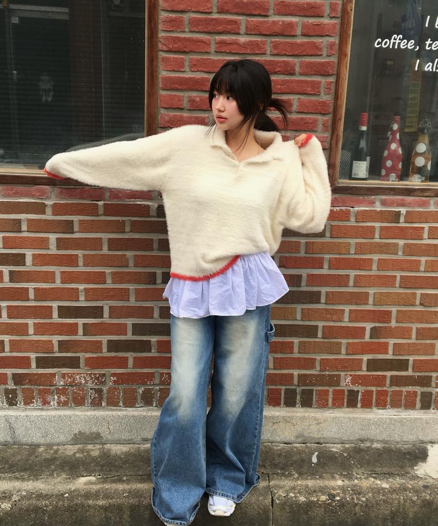 AMOU Mohair Washable Kara Knit Ivory