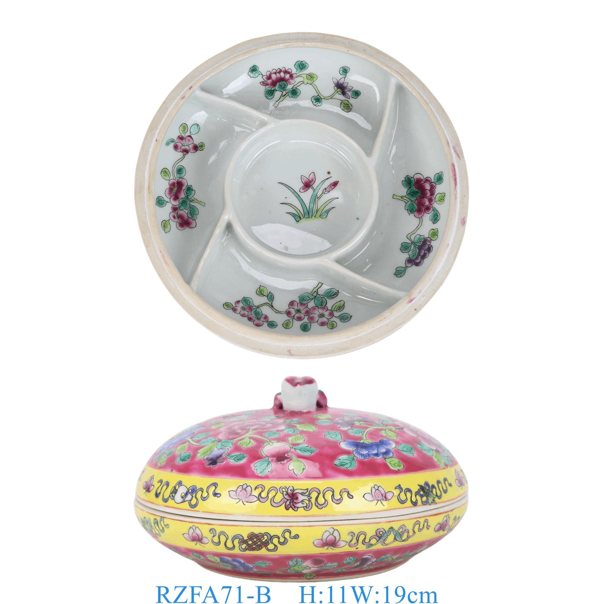 Colorful Porcelain Tea Box: Moisture & Dust Proof Multi-Compartment Retro Ceramic Snack Storage
